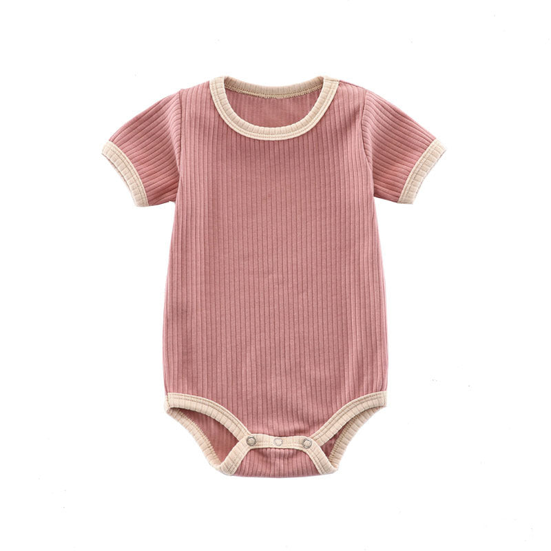 Ribbed Cotton Short-Sleeved Onesie for Newborns (0-12M)