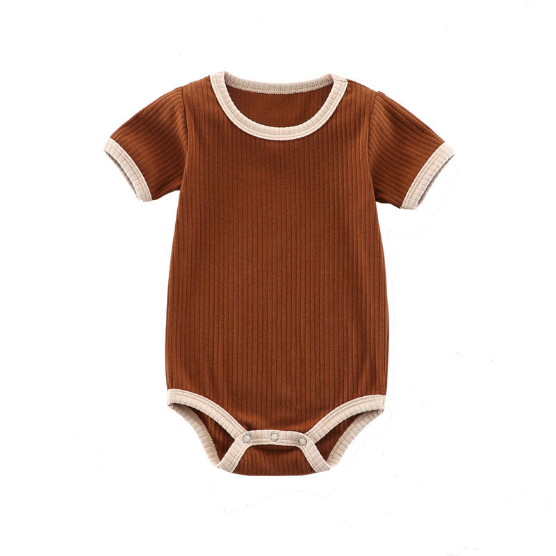 Ribbed Cotton Short-Sleeved Onesie for Newborns (0-12M)