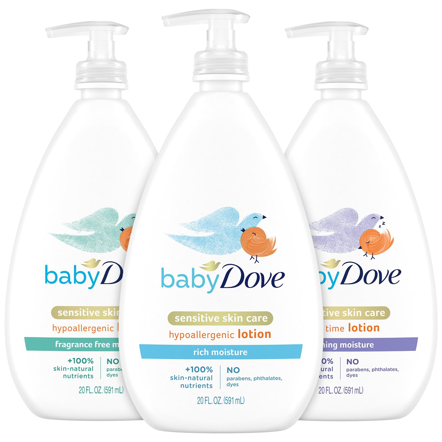 Dove Baby Gentle Lotion Trio – Hypoallergenic & Fragrance-Free
