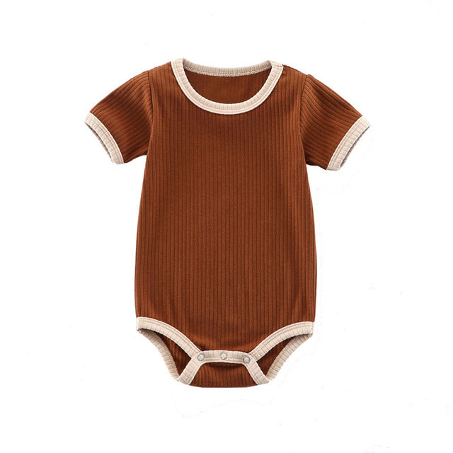 Ribbed Cotton Short-Sleeved Onesie for Newborns (0-12M)