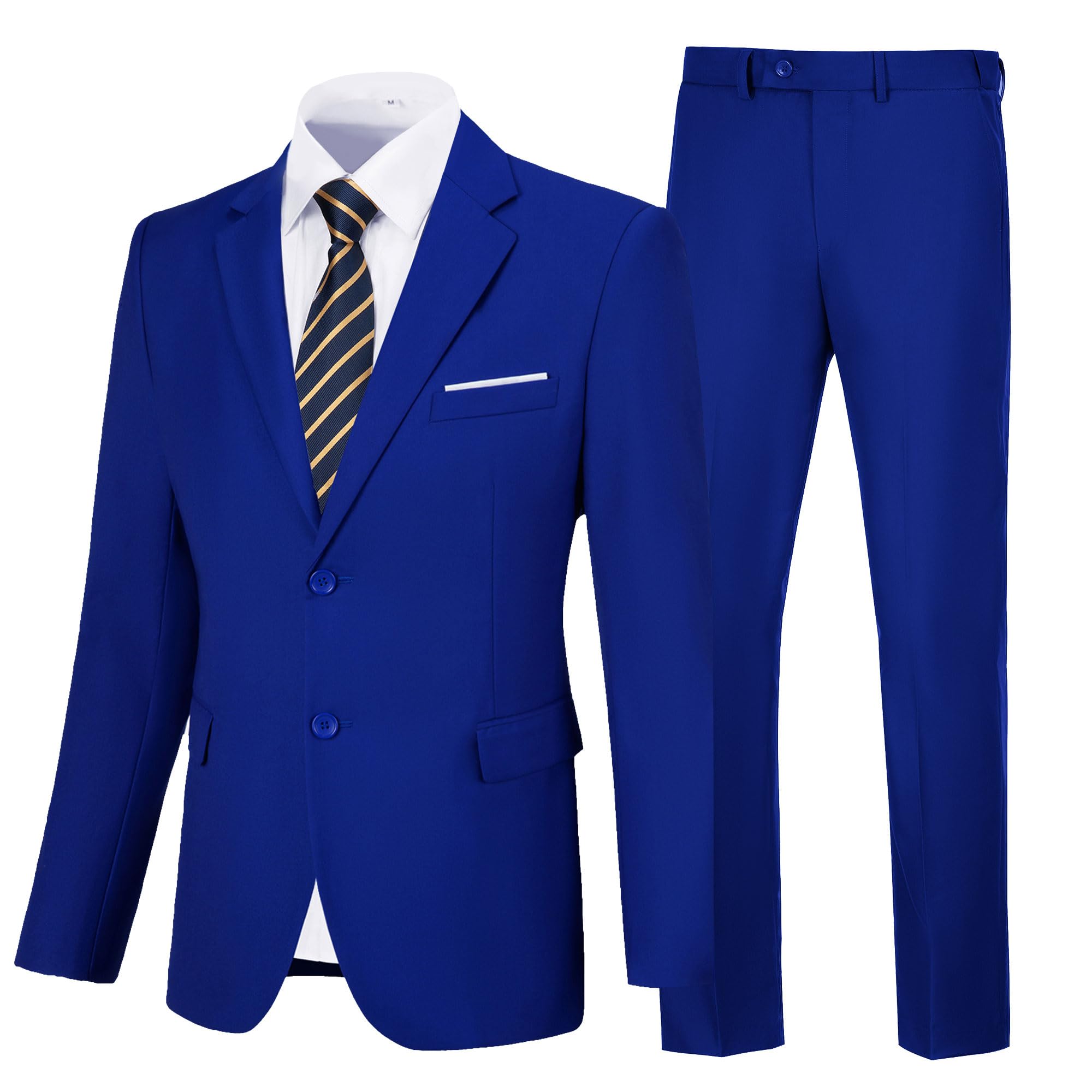 NavySharp Men's Slim Fit 2-Piece Suit - Royal Blue Wedding and Prom Set