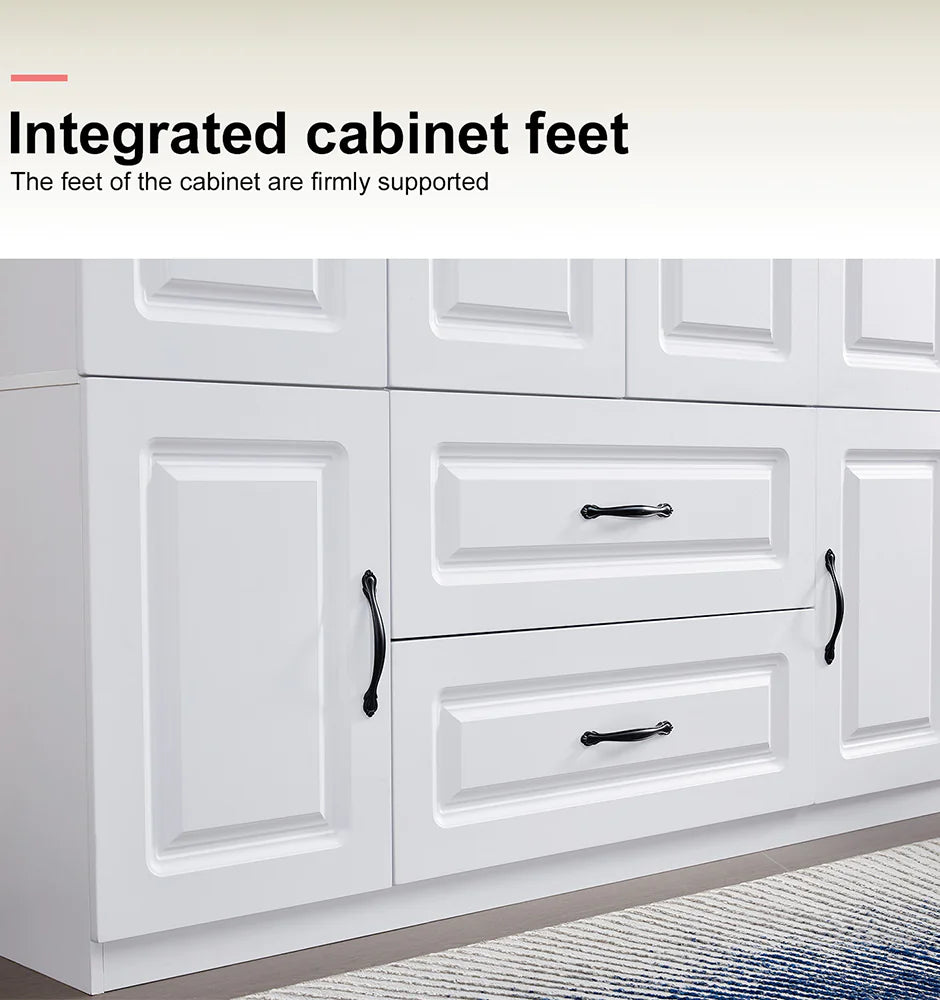 Elegant White Solid Wood Wardrobe - 74" Height with Multi Storage