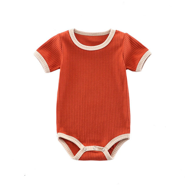 Ribbed Cotton Short-Sleeved Onesie for Newborns (0-12M)