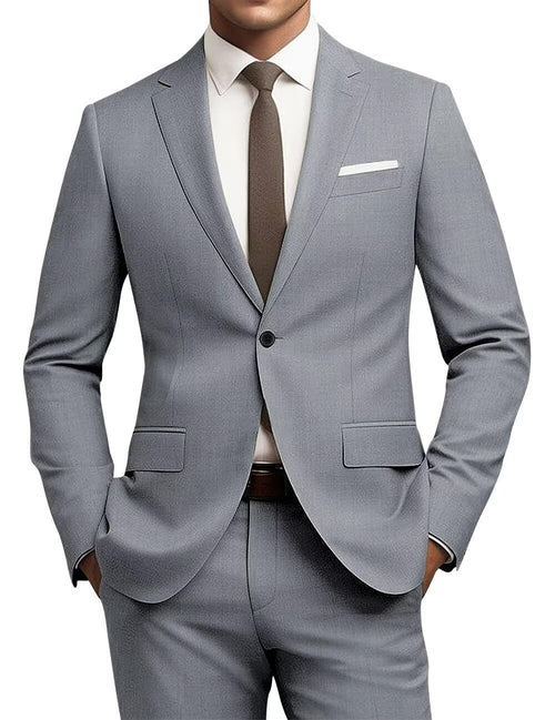 Charcoal Elegance Mens 2-Piece Slim Fit Suit