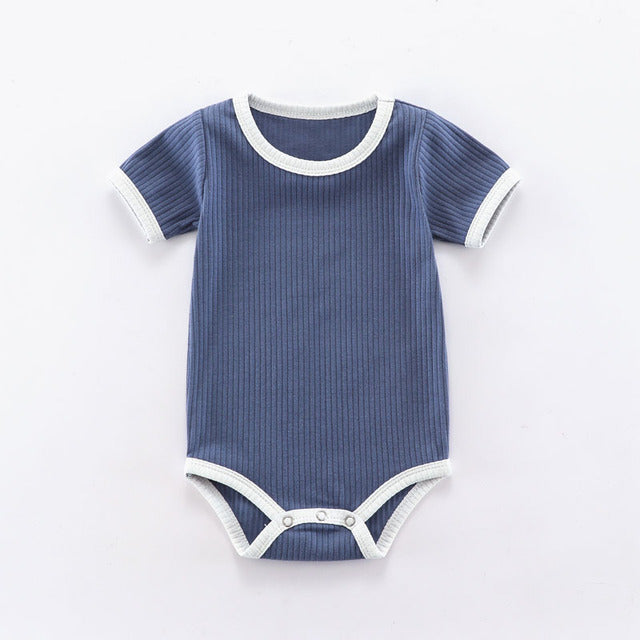 Ribbed Cotton Short-Sleeved Onesie for Newborns (0-12M)