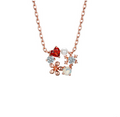 Elegant Japanese Floral Pearl & Garnet Necklace