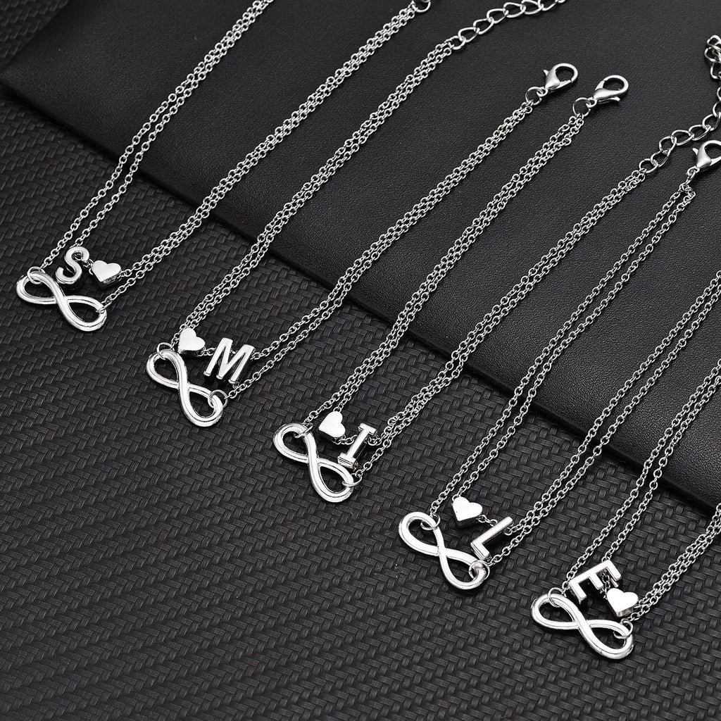 Chic Heart & Letter Dual Strand Beach Anklet