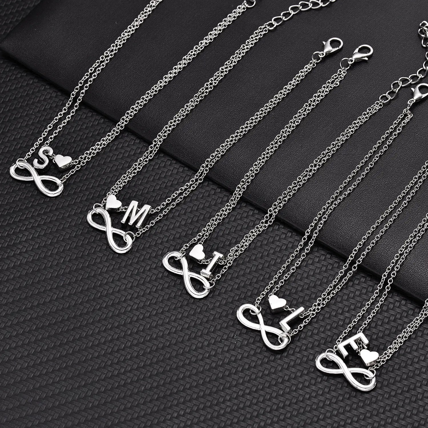 Chic Heart & Letter Dual Strand Beach Anklet