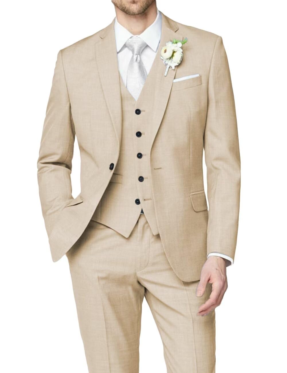 HUUTOE Slim 3-Piece Men's Suit