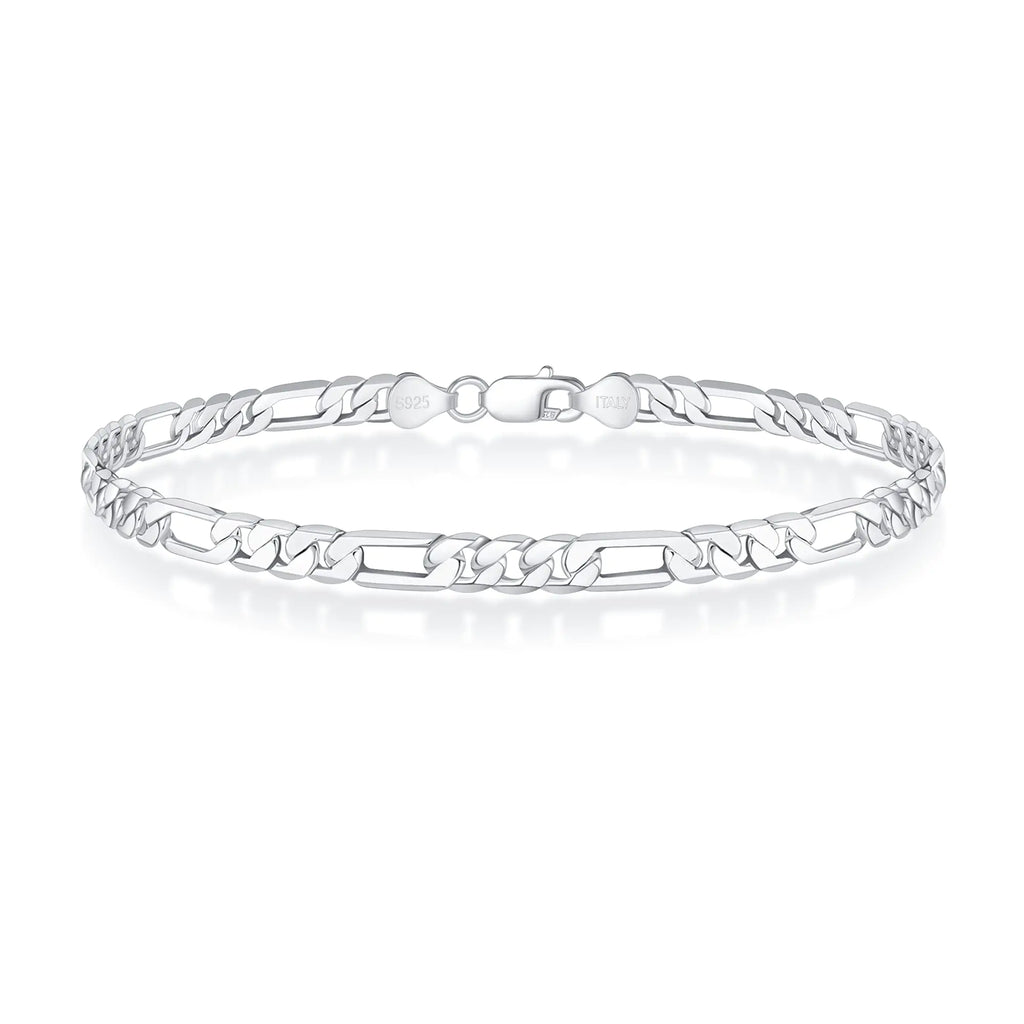 Sterling Silver Figaro Bracelet for Men 8.5"