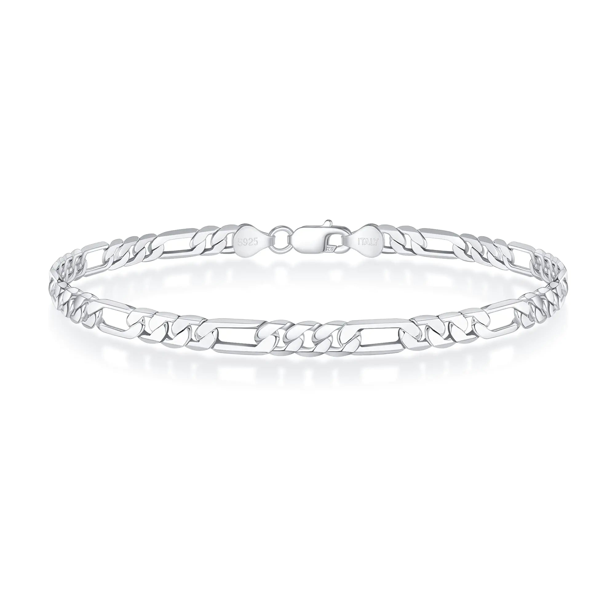 Sterling Silver Figaro Bracelet for Men 8.5"