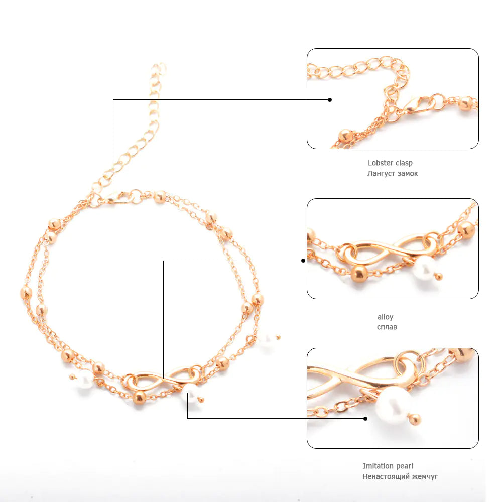 Chic Double Strand Pearl Anklet