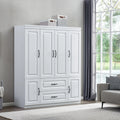 Elegant White Solid Wood Wardrobe - 74" Height with Multi Storage