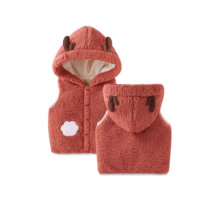 Thickened Vest and Hooded Jacket for Baby Girls