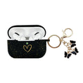 Glitter Black Silicone AirPods Pro Case with Gold Heart