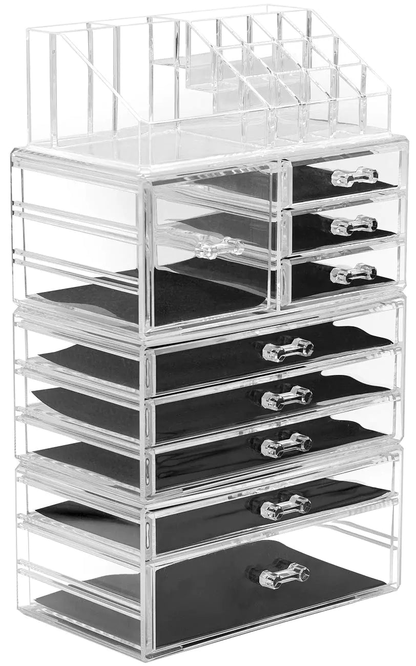 Sorbus Deluxe Clear Cosmetic Organizer - 4-Piece Makeup & Jewelry Storage Set
