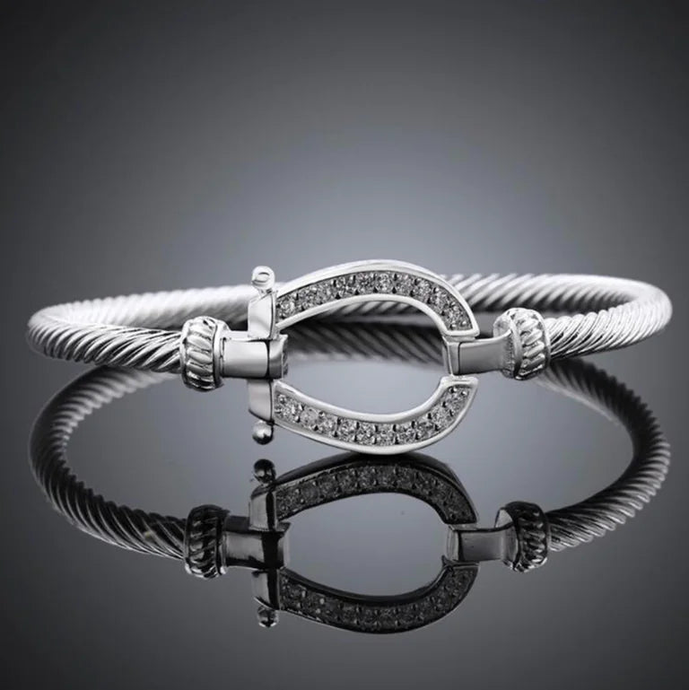 Geometric Silver Crystal Bracelet