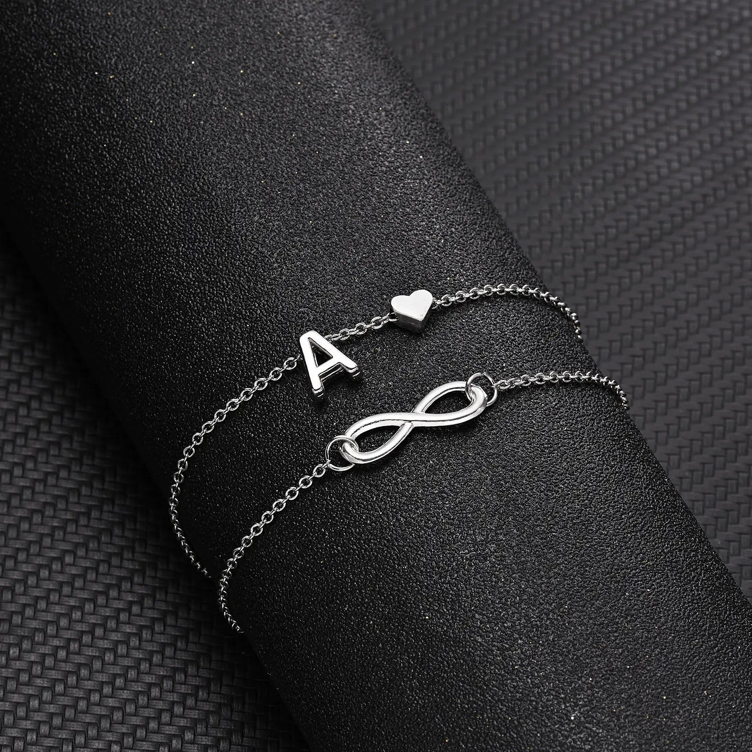 Chic Heart & Letter Dual Strand Beach Anklet