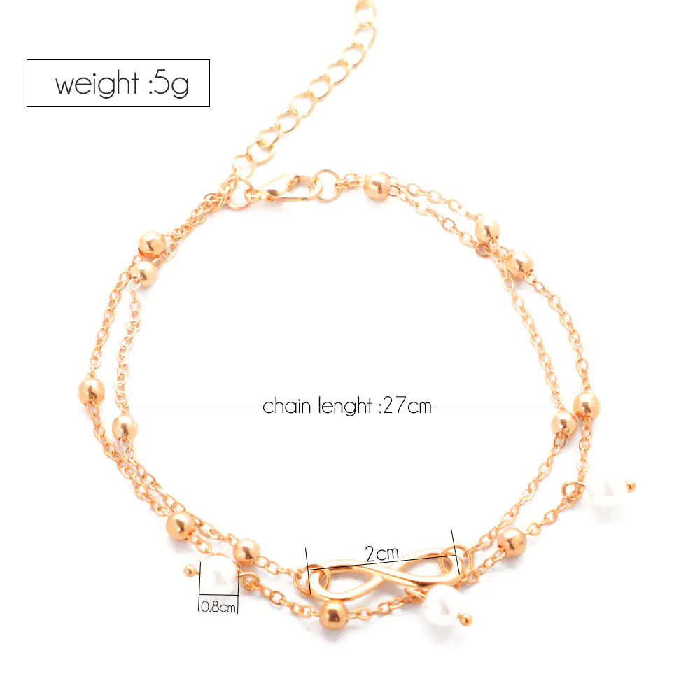 Chic Double Strand Pearl Anklet