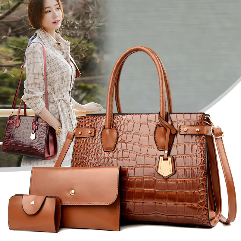 Ladies' Trio Crocodile Handbag Set
