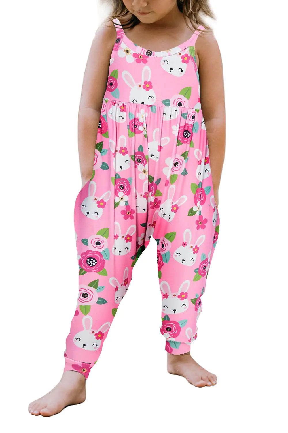 Vieille 5T Bunny Print Sleeveless Jumpsuit 6X