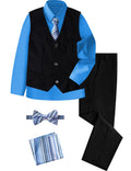 A&J DESIGN Boys Easter Outfit Vest and Pants Set Kids Suit for Boys Formal Wedding Outfit Vest Set Blue and Black Size 7