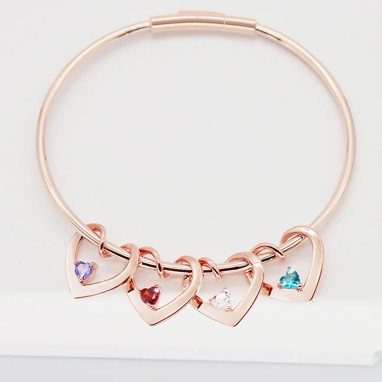 Elegant Steel & Diamond Heart Bracelet