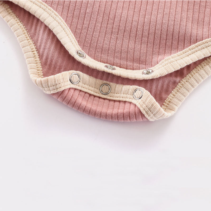 Ribbed Cotton Short-Sleeved Onesie for Newborns (0-12M)