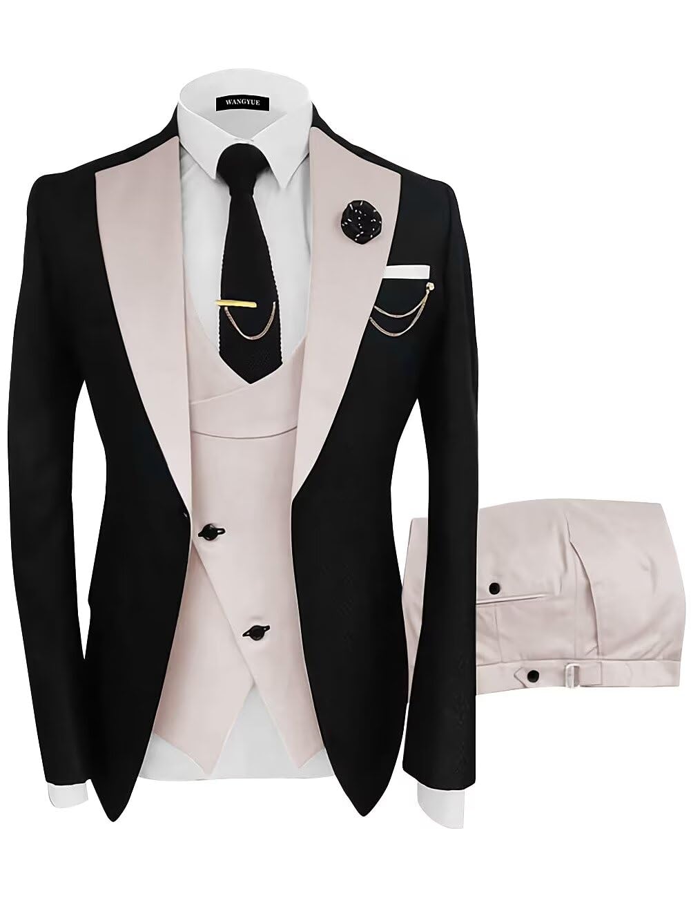 Wangyue Slim Fit Men's Suit 3-Piece Wedding Prom Business Suit