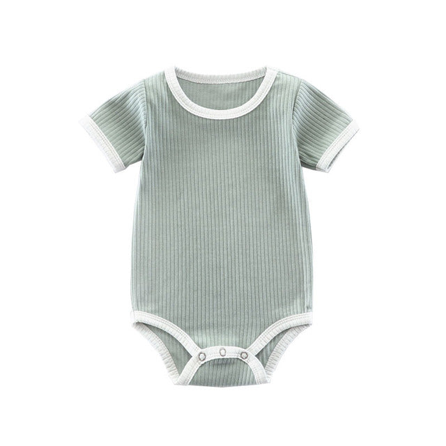 Ribbed Cotton Short-Sleeved Onesie for Newborns (0-12M)