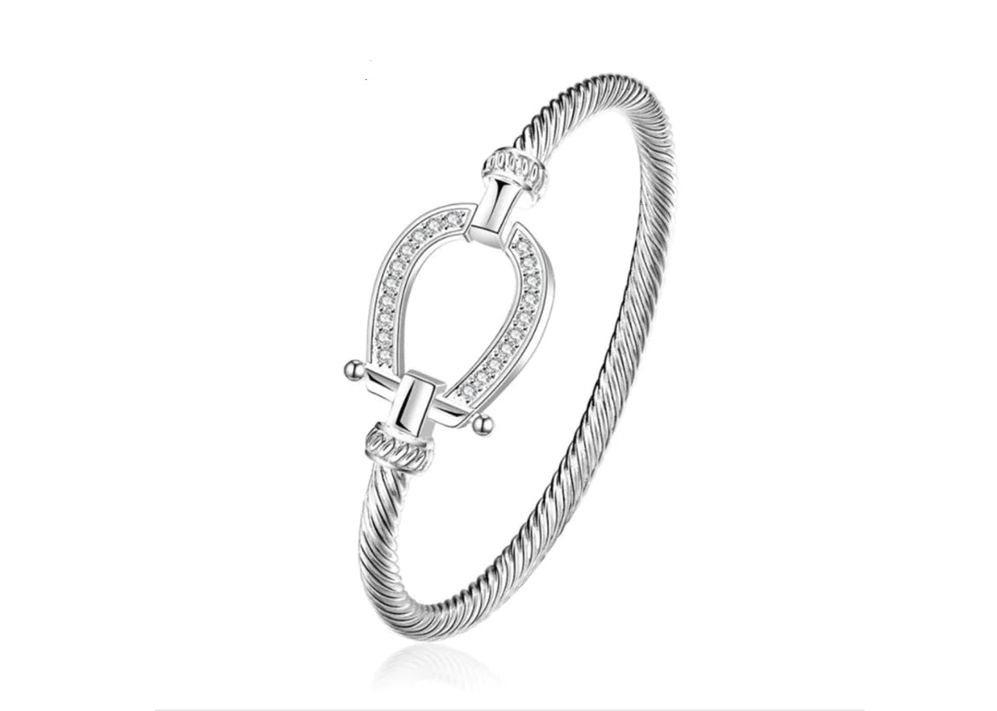 Geometric Silver Crystal Bracelet