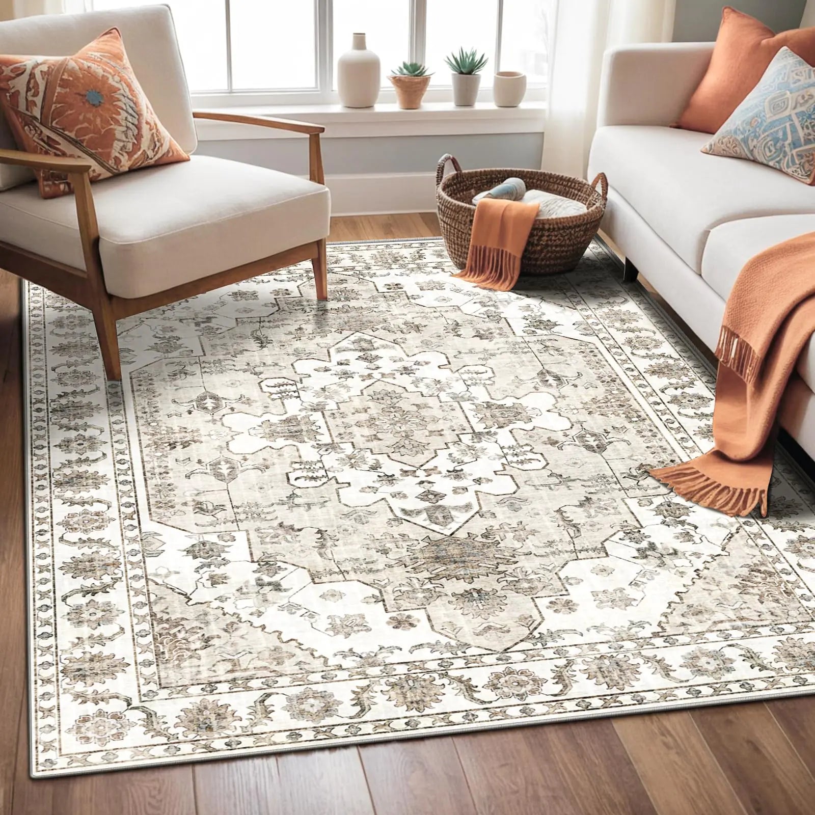 Roseek Distressed Medallion Area Rug