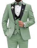 Wangyue Men's 3-Piece Slim Fit Tuxedo - Dusty Sage