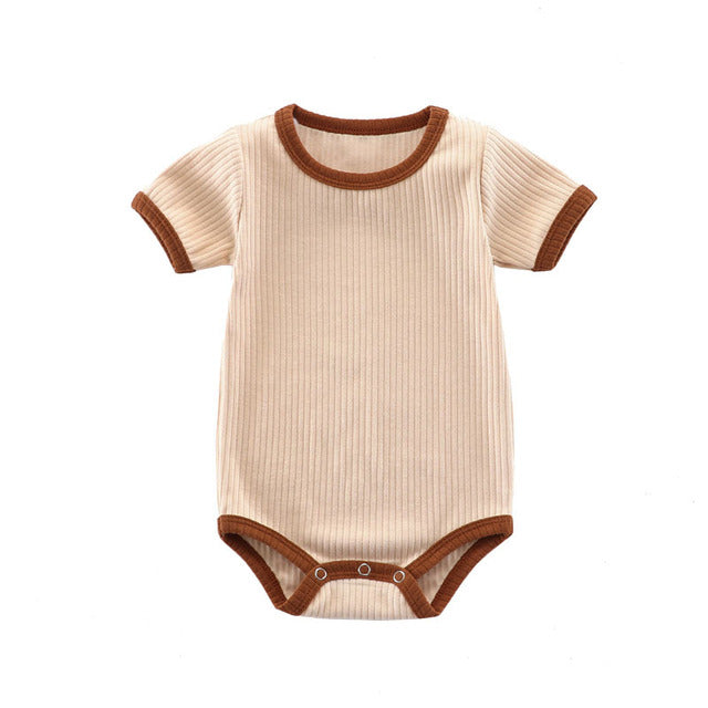 Ribbed Cotton Short-Sleeved Onesie for Newborns (0-12M)