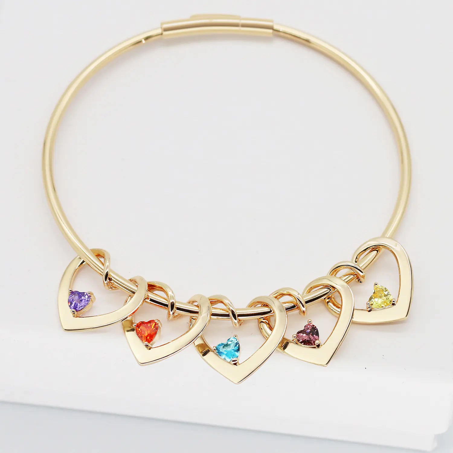 Elegant Steel & Diamond Heart Bracelet