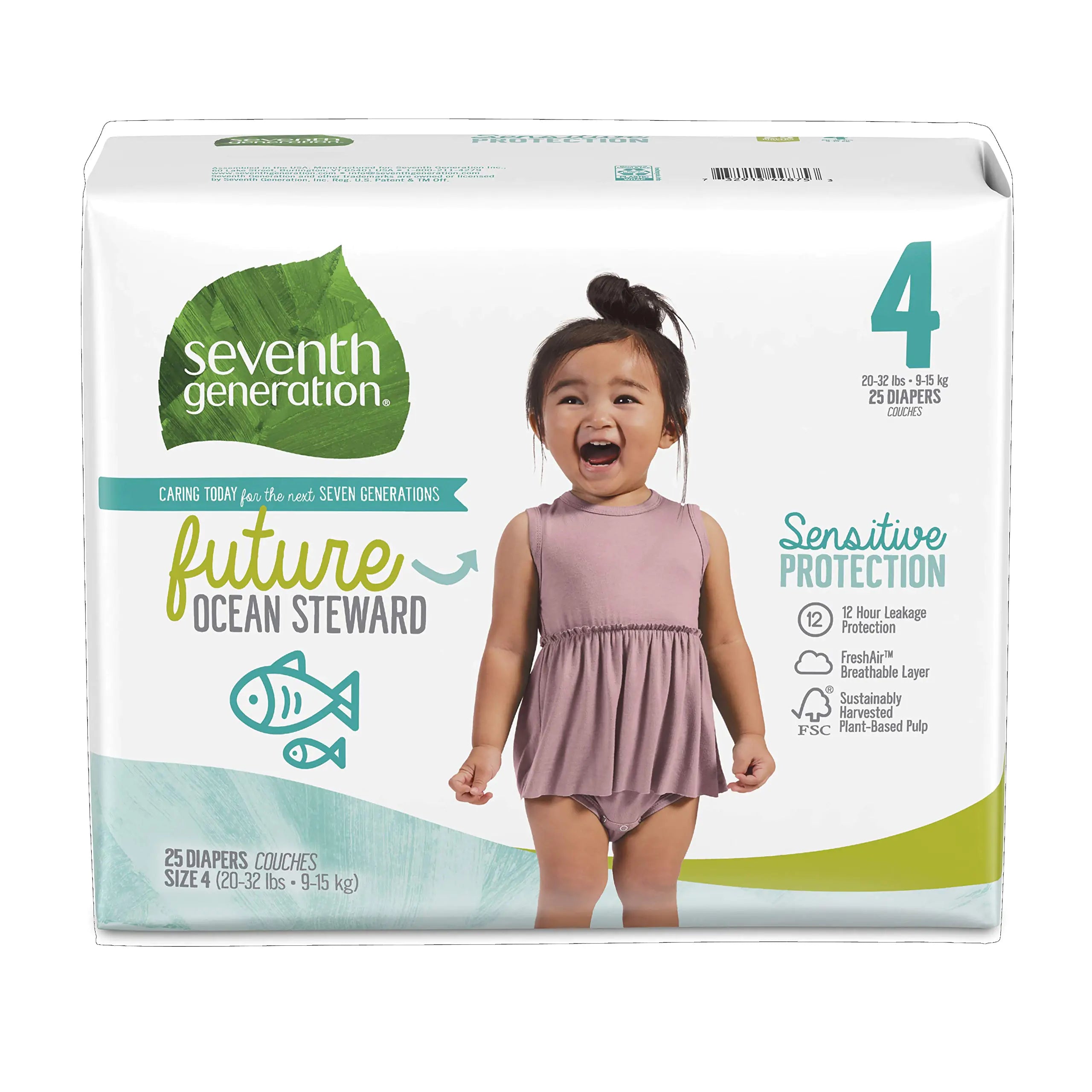 Seventh Generation Comfort Fit Diapers Size 4, 25 Pack