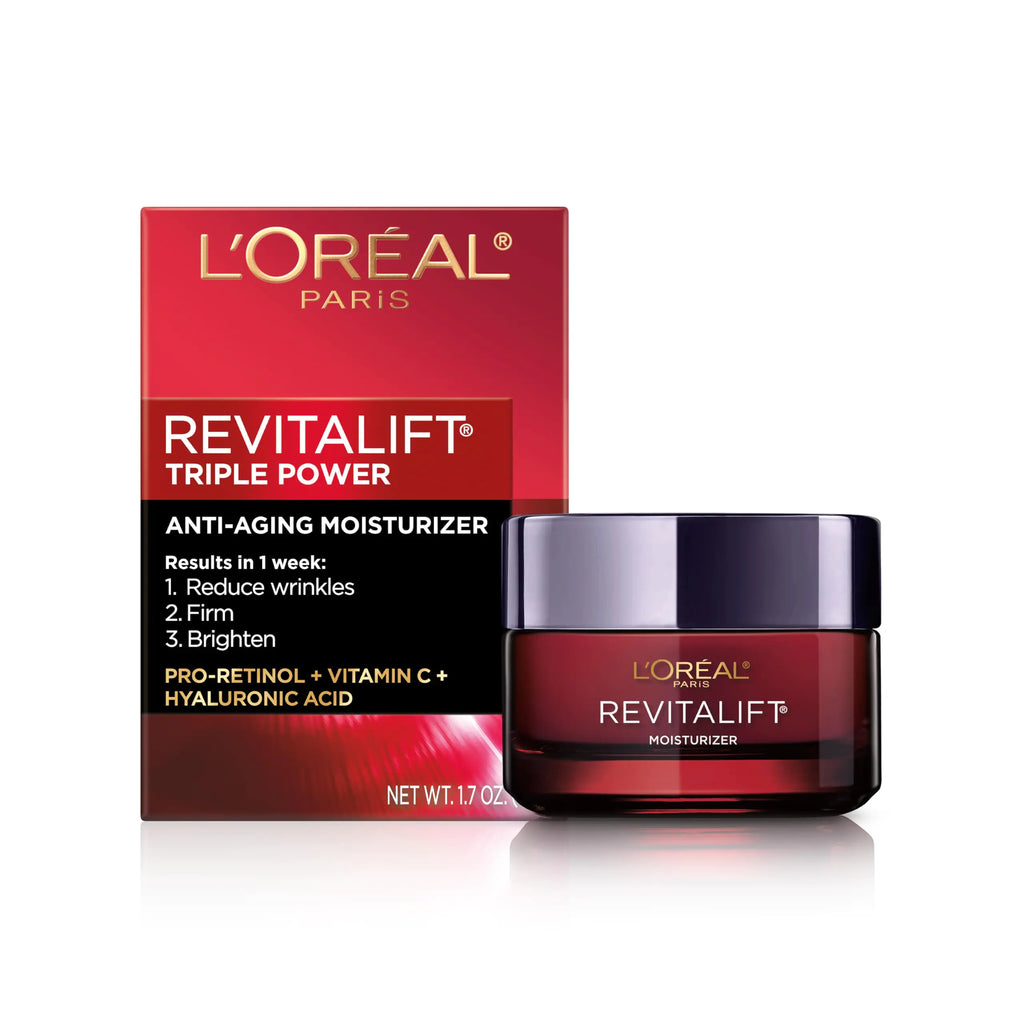 LOreal Triple Power Revitalift - Anti-Aging Moisturizer with Pro Retinol, Hyaluronic Acid & Vitamin C - 1.7 Oz