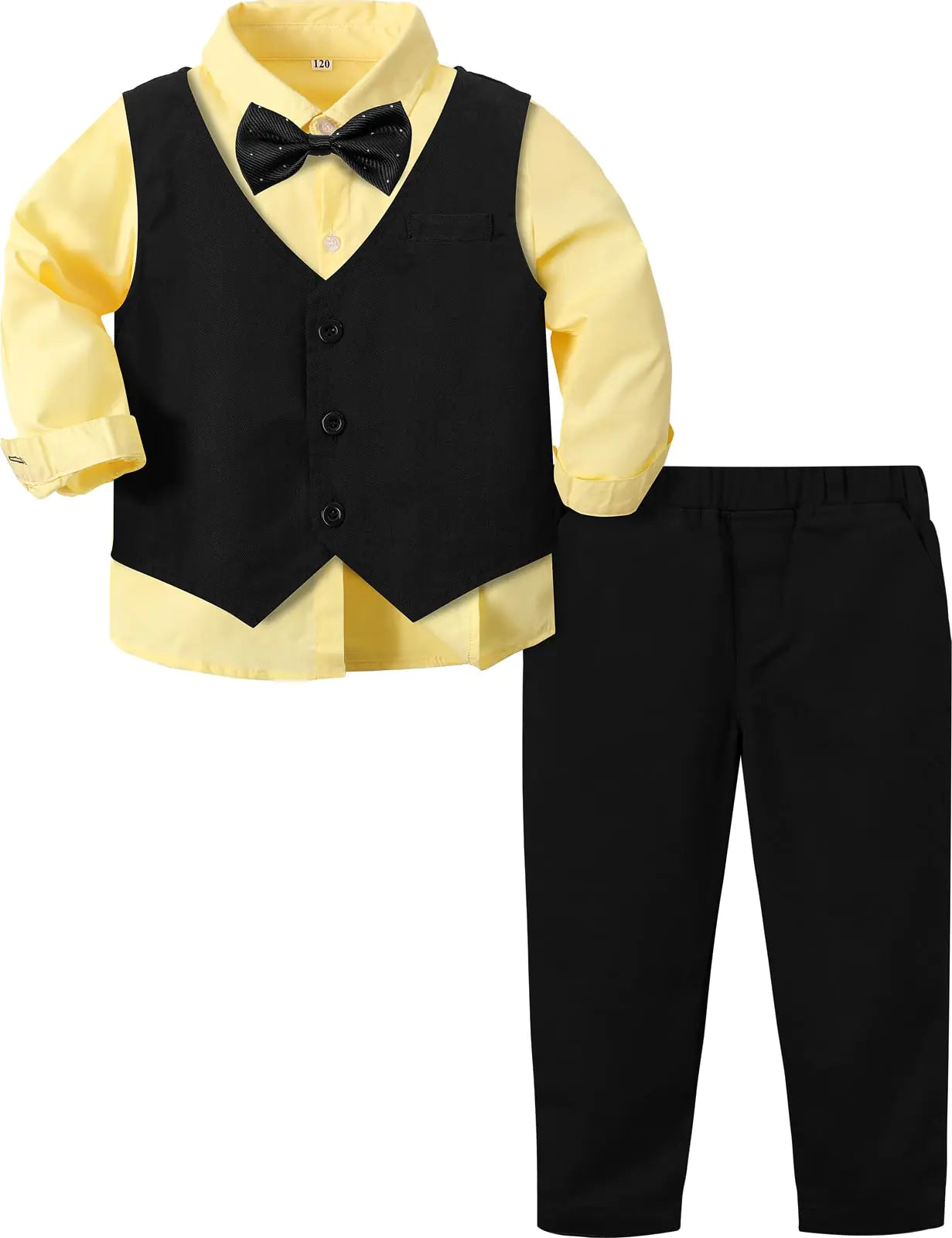 A&J Boys' Formal Tuxedo Set - Black and Yellow 2-3T