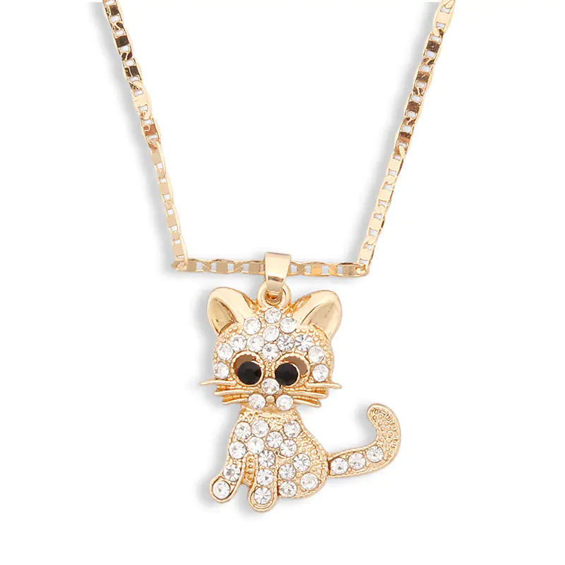 Fashionable Cat Necklace with Rhinestones