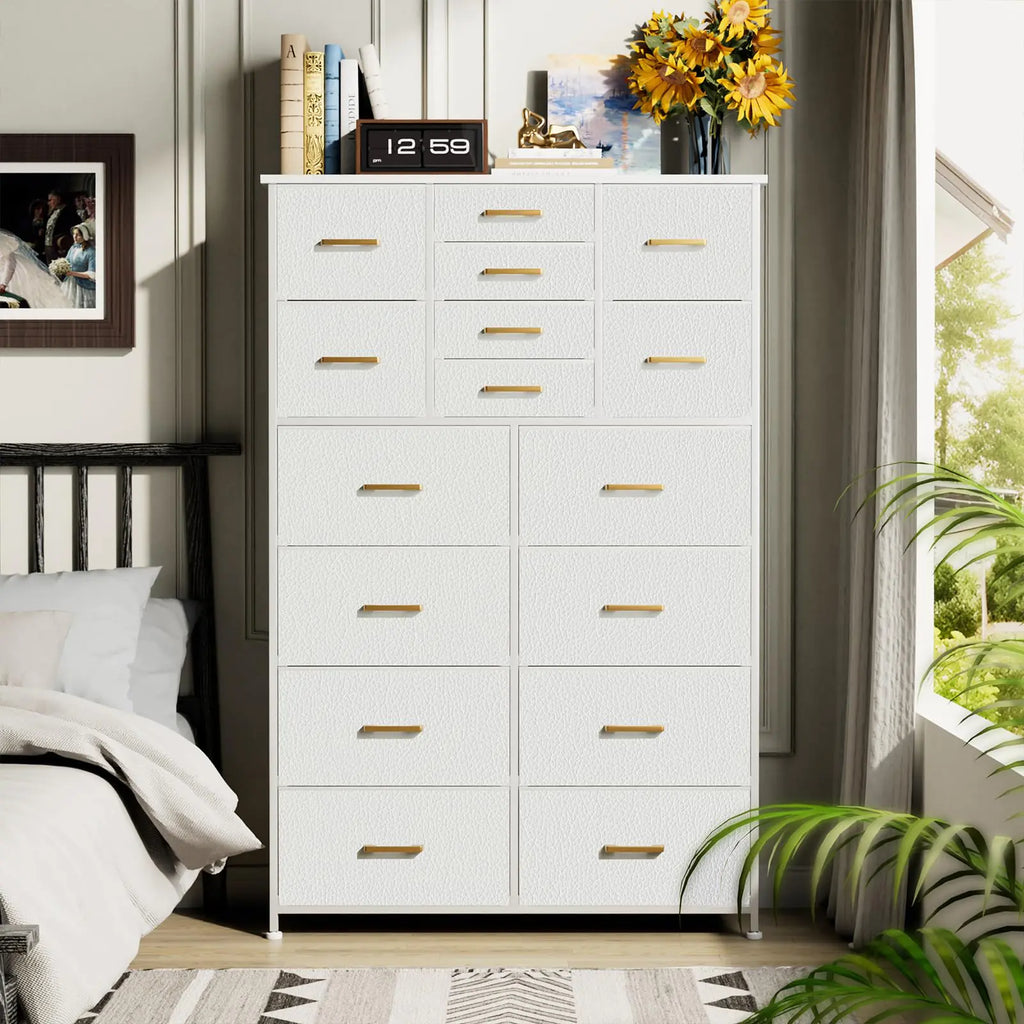 YILQQPER Sleek 16-Drawer Bedroom Tower