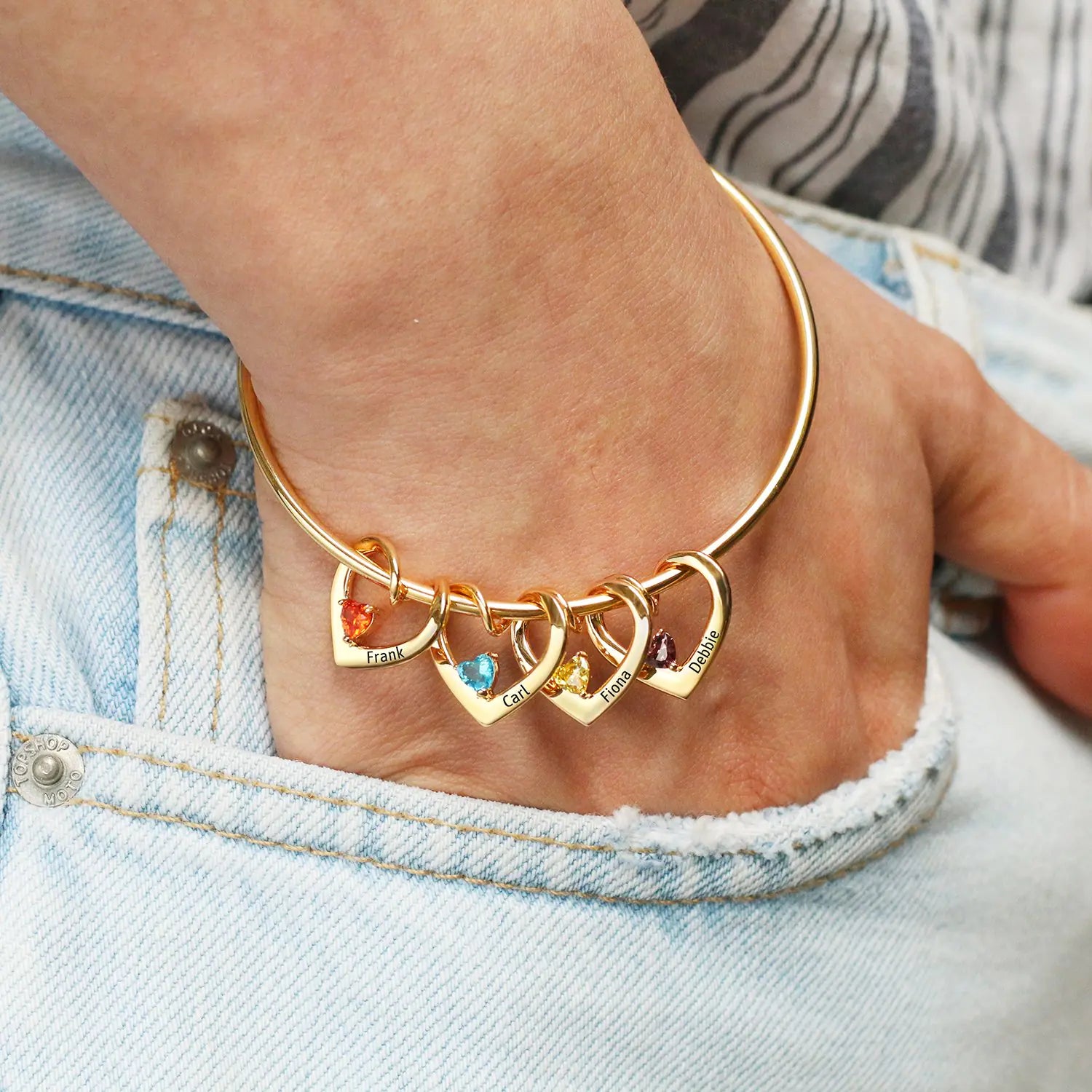Elegant Steel & Diamond Heart Bracelet